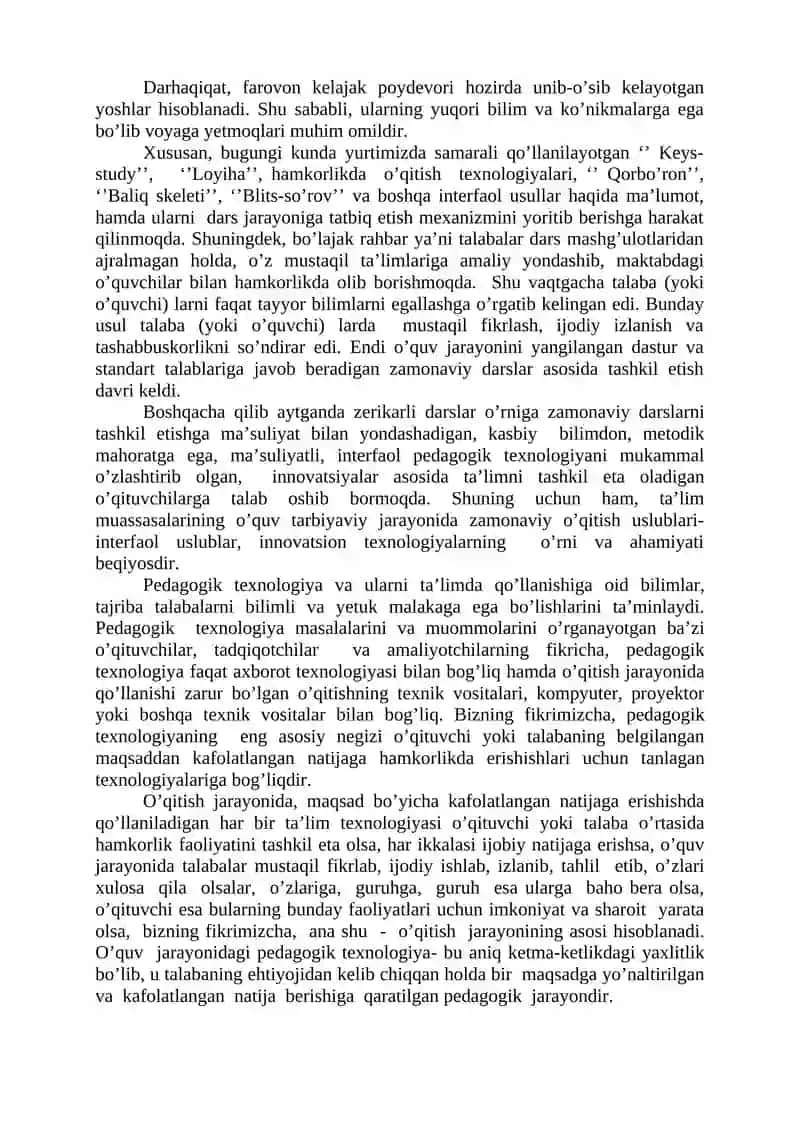 Ta'lim jarayoni samaradorligini oshirishda innovatsion yondashuvning o’rni va ahamiyati 2