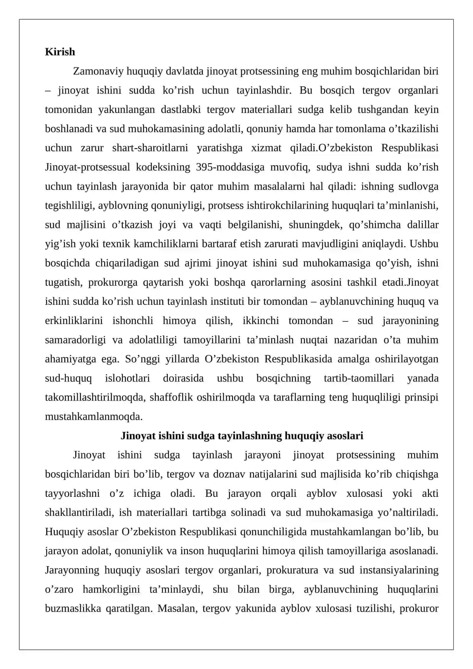 Jinoyat ishini sudga tayinlashning huquqiy asoslari 2