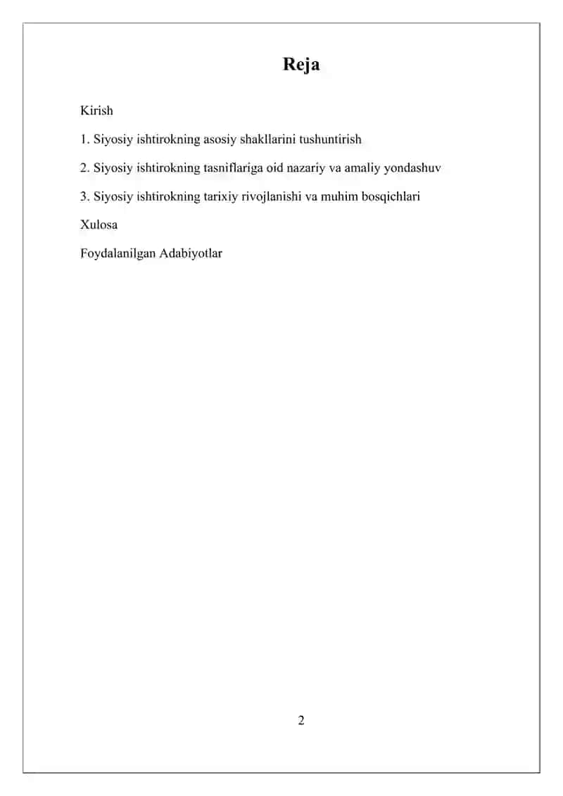 SIYOSIY ISHTIROK VA UNING TASNIFI 2