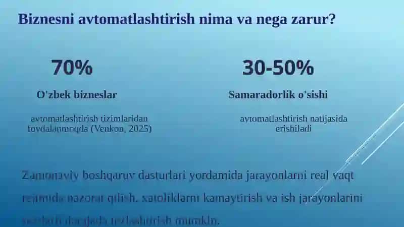 Biznesni yuritish va boshqaruvchi dasturiy ta'minot 2
