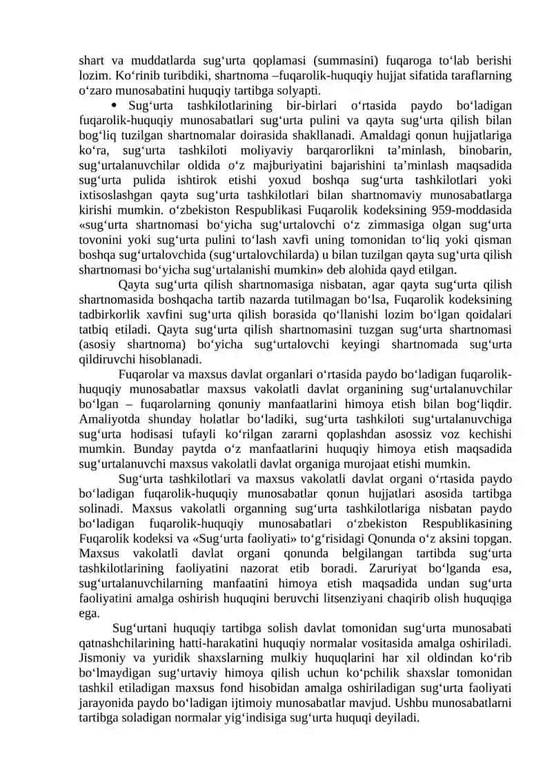 Sug‘urta Faoliyatini Amalga Oshirishning Huquqiy Asoslari va Su’urta Kompaniyalarining Tashkiliy-Huquqiy Shakllari 2