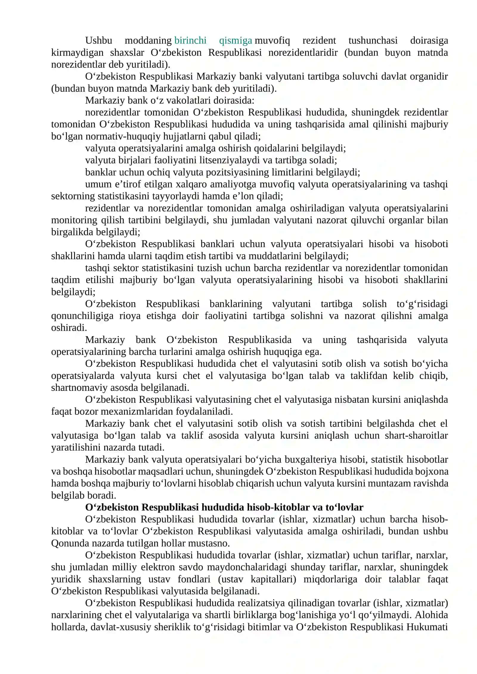 Valyuta operatsiyalarini tartibga solish va nazorat qilish 2