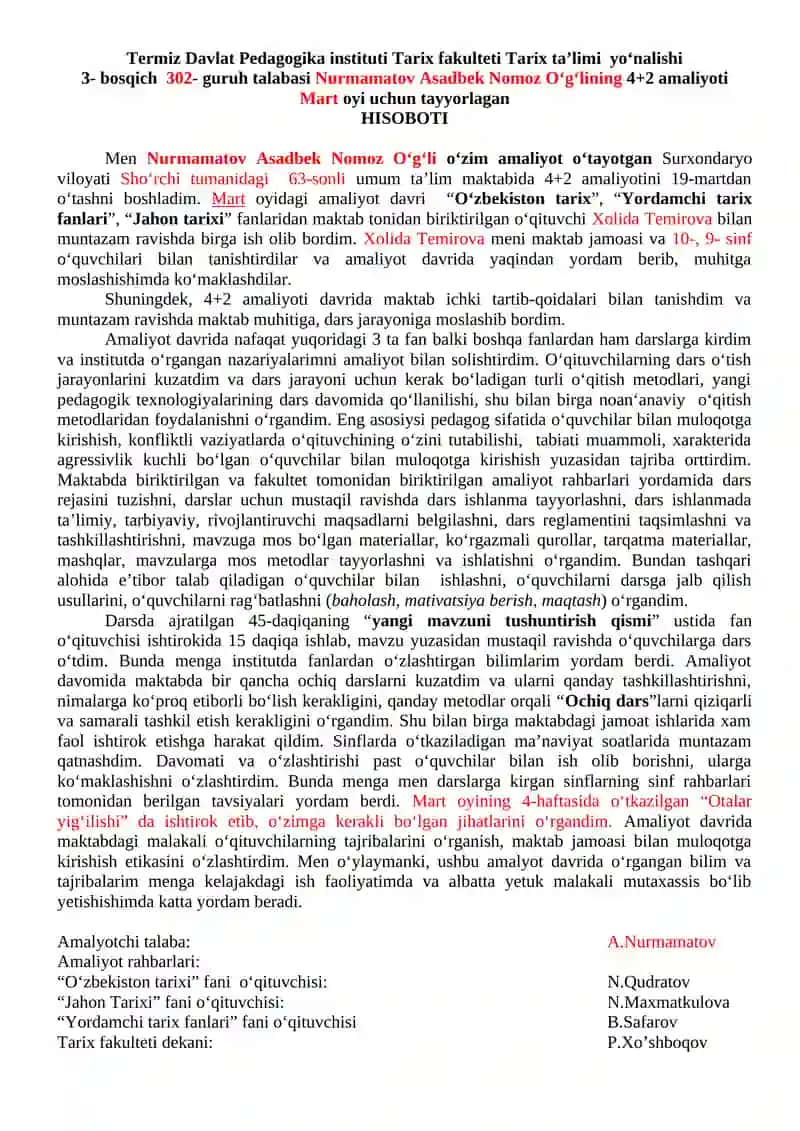 Termiz Davlat Pedagogika instituti Tarix fakulteti Tarix ta’limi yo‘nalishi 2