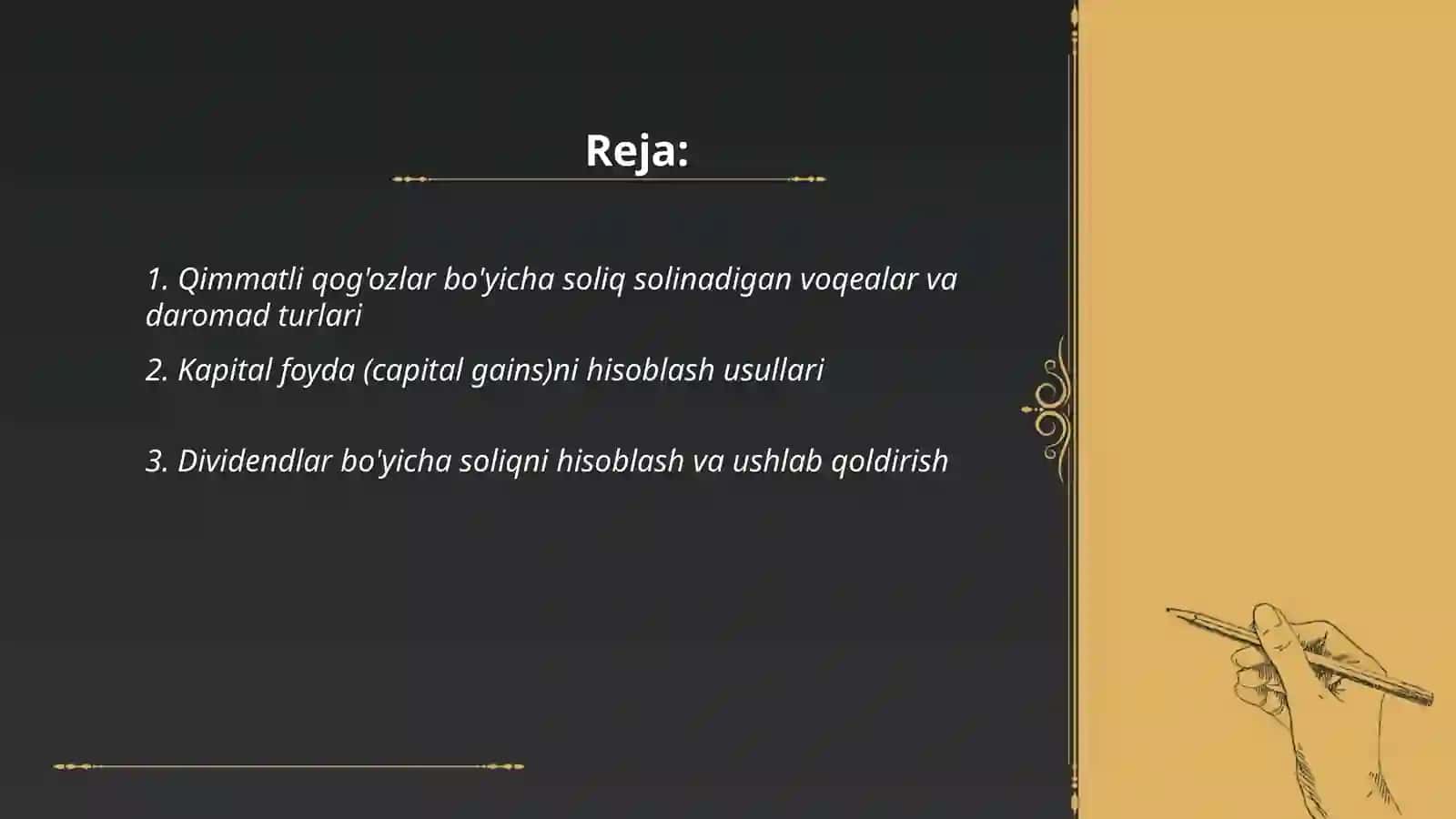 Qimmatli qog'ozlar bilan operatsiyalar bo'yicha soliqni hisoblash 2