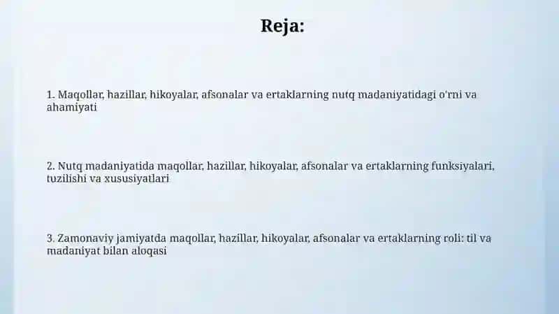 Maqol, latifa, hikoya, afsona va ertaklarning nutq madaniyatidagi ahamiyati 2