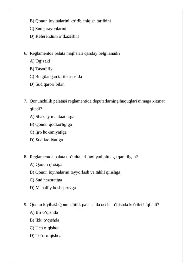 O‘zbekiston Respublikasi Oliy Majlisi Qonunchilik palatasi reglamenti to’g’risidagi qonuning mazmun-mohiyati 2