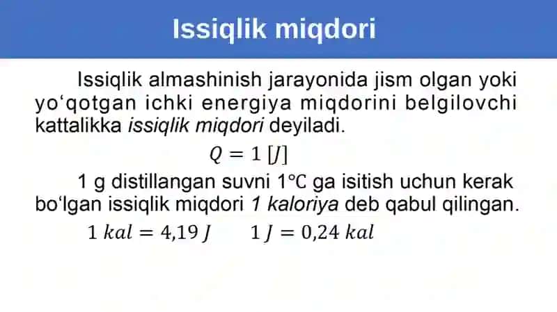 Issiqlik miqdori 2