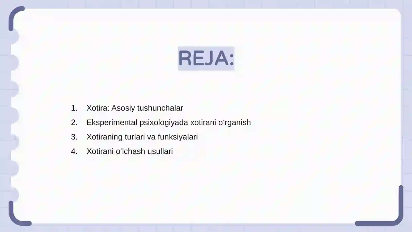 Xotirani eksperimental o'rganish 2