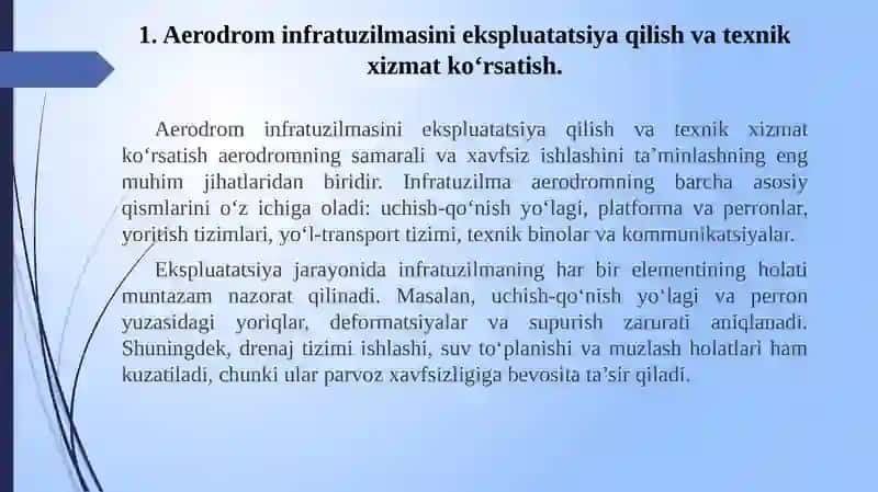 AERODROMLAR EKSPLUATATSIYA QILISH ASOSLARI 2
