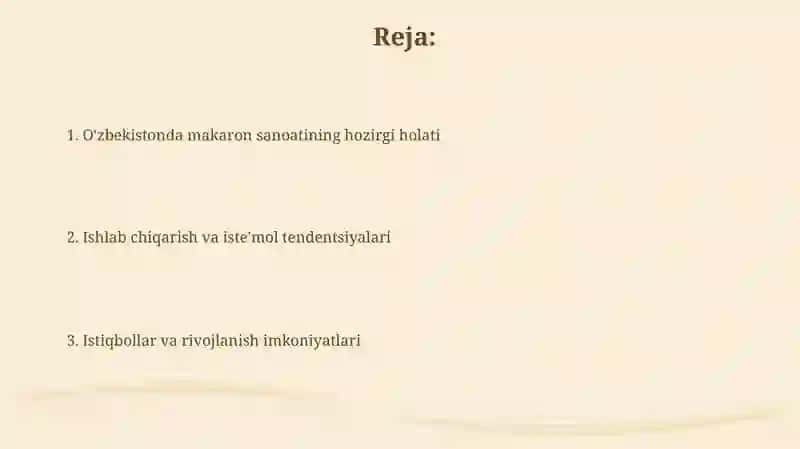 O'zbekiston makaron sanoatining rivojlanish holati 2