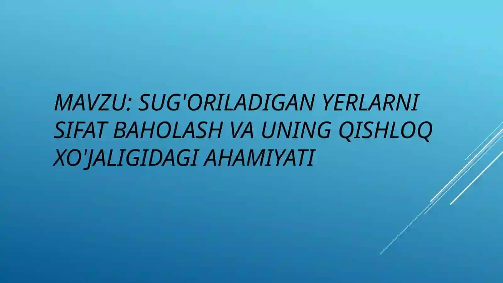 Yer kadastri va bonitirovkasi fanidan Taqdimoti 2