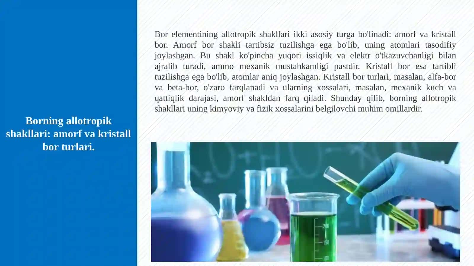Bor elementrlarining allatropik shakli va xossalari. 2