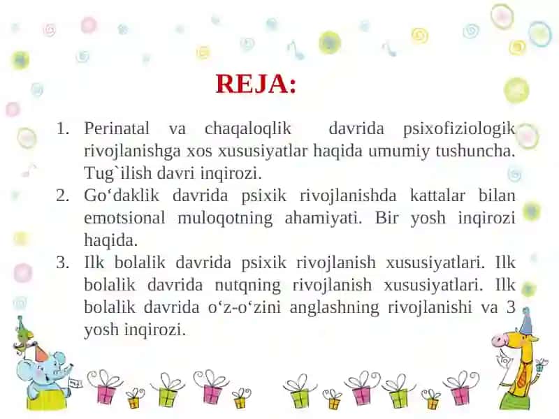 Perinatal va chaqaloqlik davri psixofiziologik rivojlanish 2