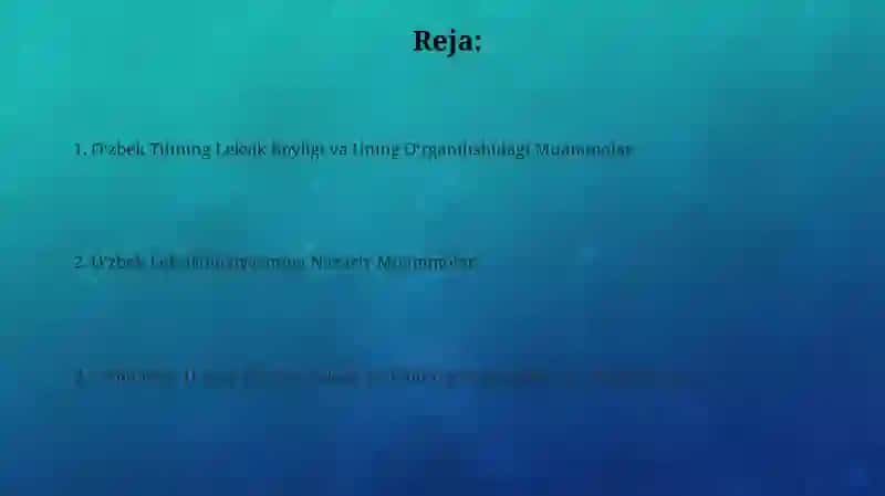 O‘zbek leksikologiyasi muammolari 2