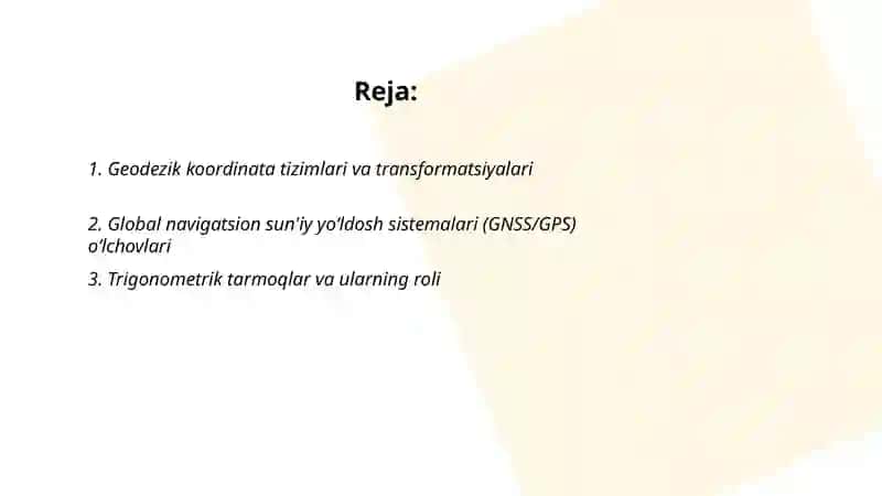 Geodeziya oʻlchovlar orqali yer yuzasini tahlil qilish 2