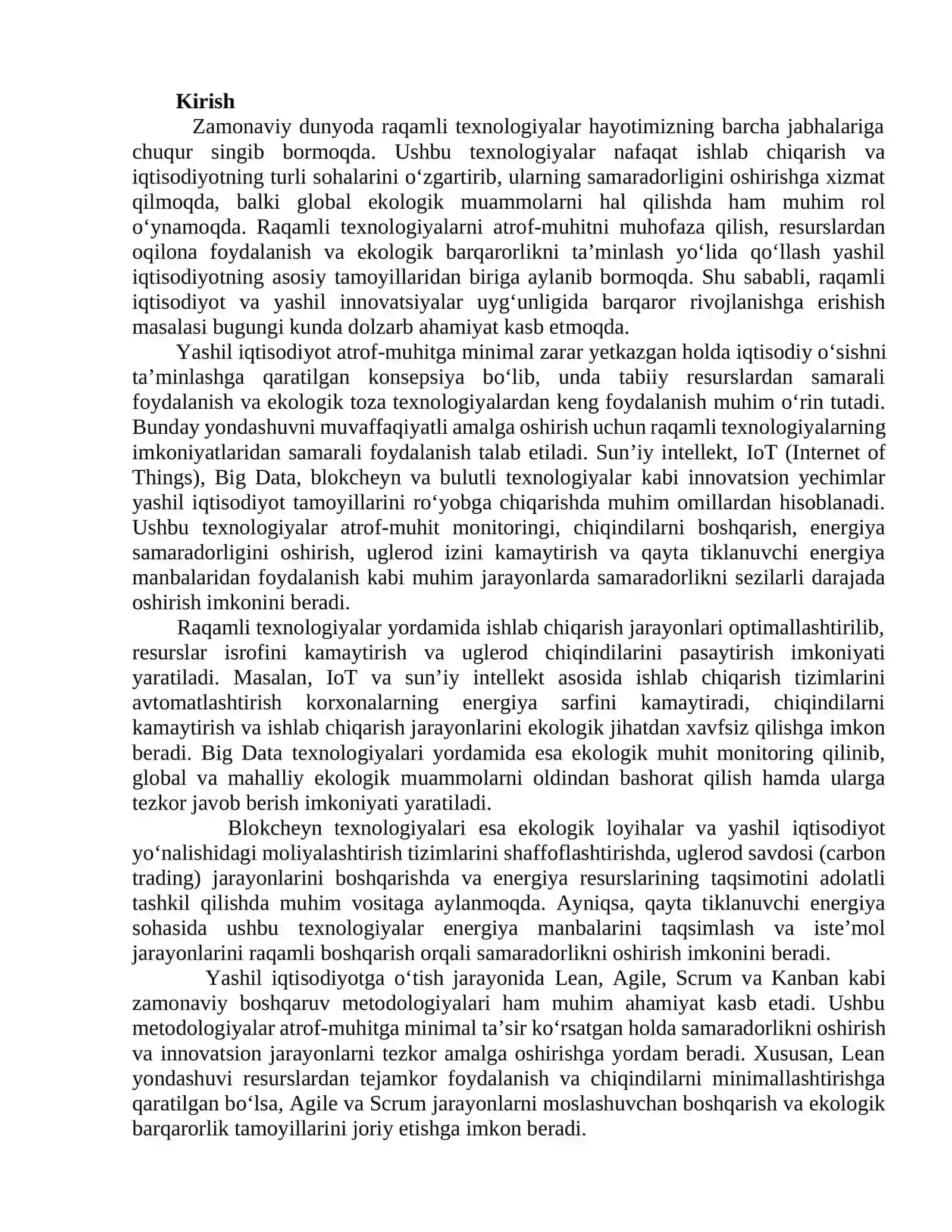 Raqamli texnologiyalar va ularning yashil iqtisodiyotga ta’siri 2