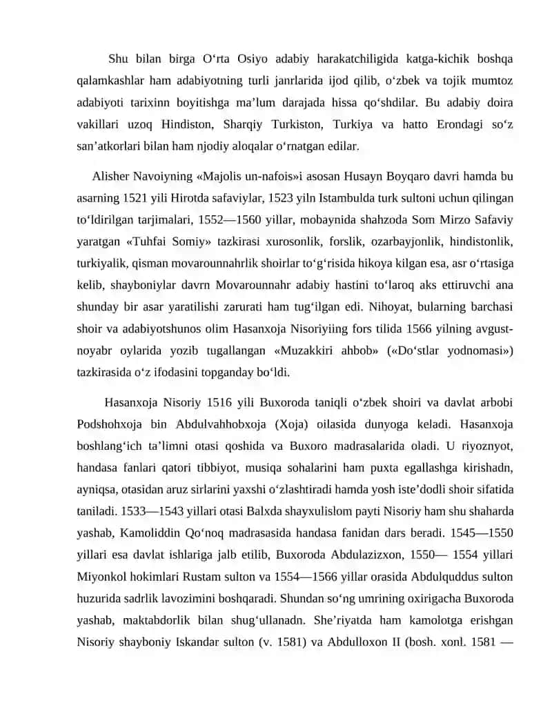 “Muzakkiri ahbob” dan XVI asr o’zbek adabiyoti va madaniyatiga oid ma’lumotlar annotatsiyasini tuzish 2