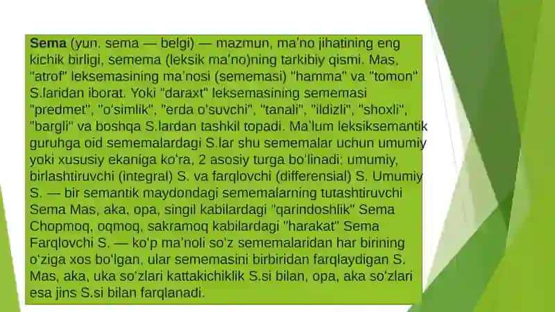 Semema va sema munosabati.Sema turlari. Monosemiya va Polisemiya 2