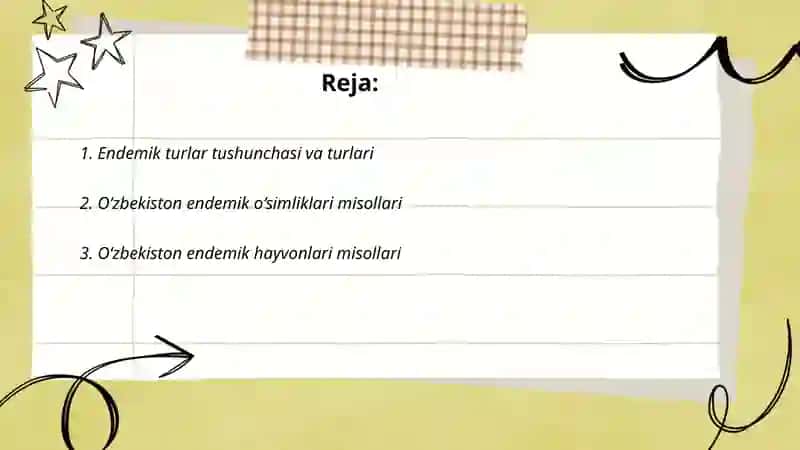 Endemik turlar haqida 2
