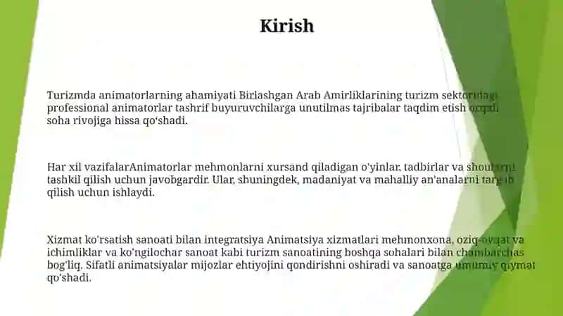 Birlashgan Arab Amirliklari Turizmi Rivojlanishida Animatorlik Xizmatlarining Órni 2