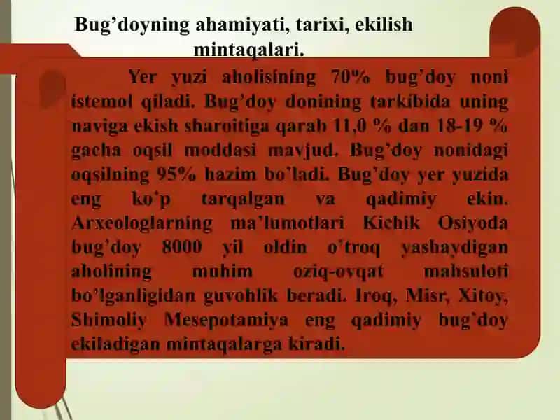 Bug’doybiologiyasi va yetishtirish texnologiyasi 2