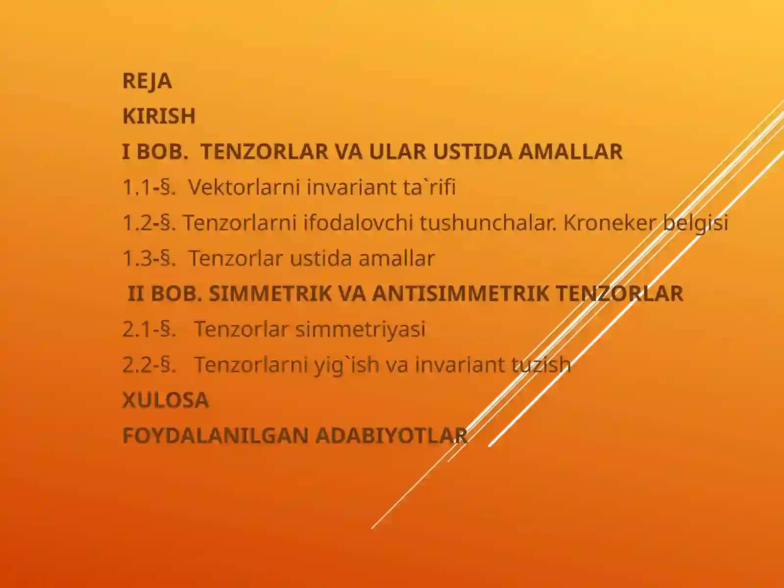 BOB.TENZORLAR VA ULAR USTIDA AMALLAR 2