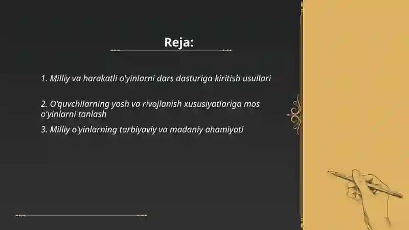 O'RTA YOSHDAGI BOLALARGA BERILADIGAN MILLIY VA HARAKATLI O'YINLARNI O'RGATISH LATIPOV AZIZBEK 2