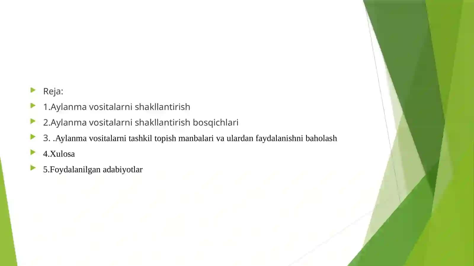 Aylanma vositalarni shakllantirish va ulardan foydalanish 2