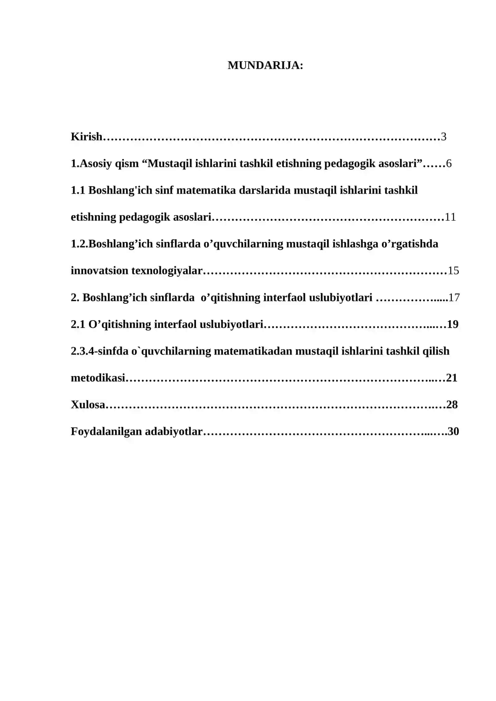 4-sinfda matematikadan mustaqil ishlarni tashkil etish 2