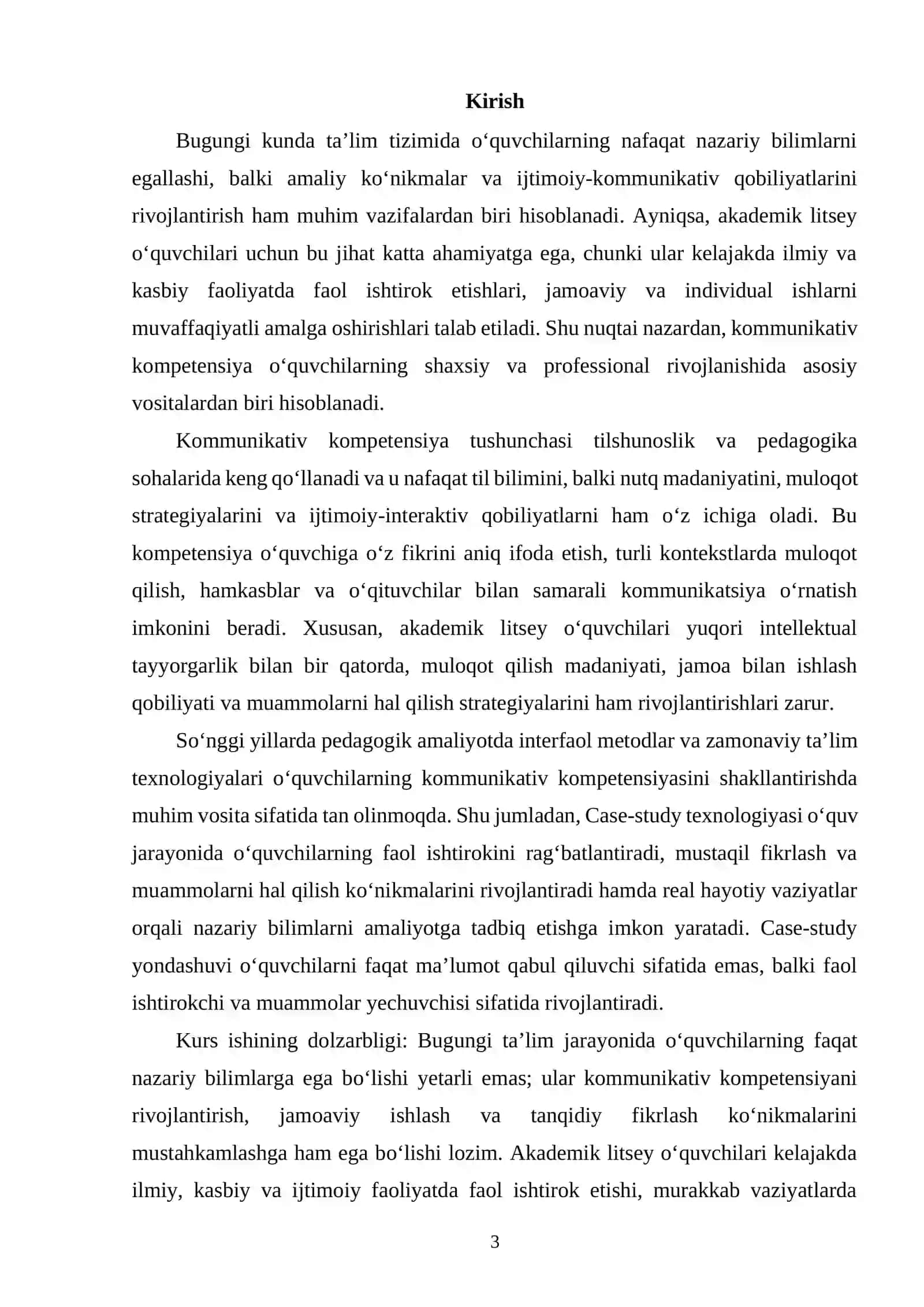 AKADEMIK LITSEY O'QUVCHILARINING KOMMUNIKATIV KOMPETENSIYASINI RIVOJLANTIRISHDA CASE-STUDY TEXNOLOGIYASINING O'RNI 2