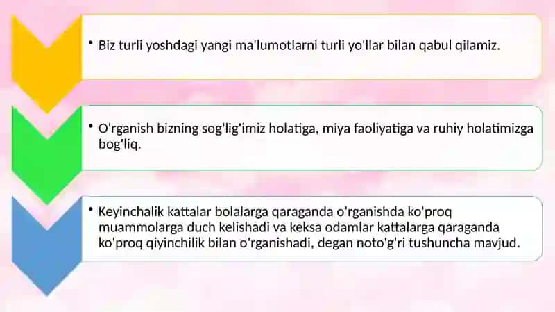 Turli yosh davrlarida o’zlashtirish xususiyatlari 2