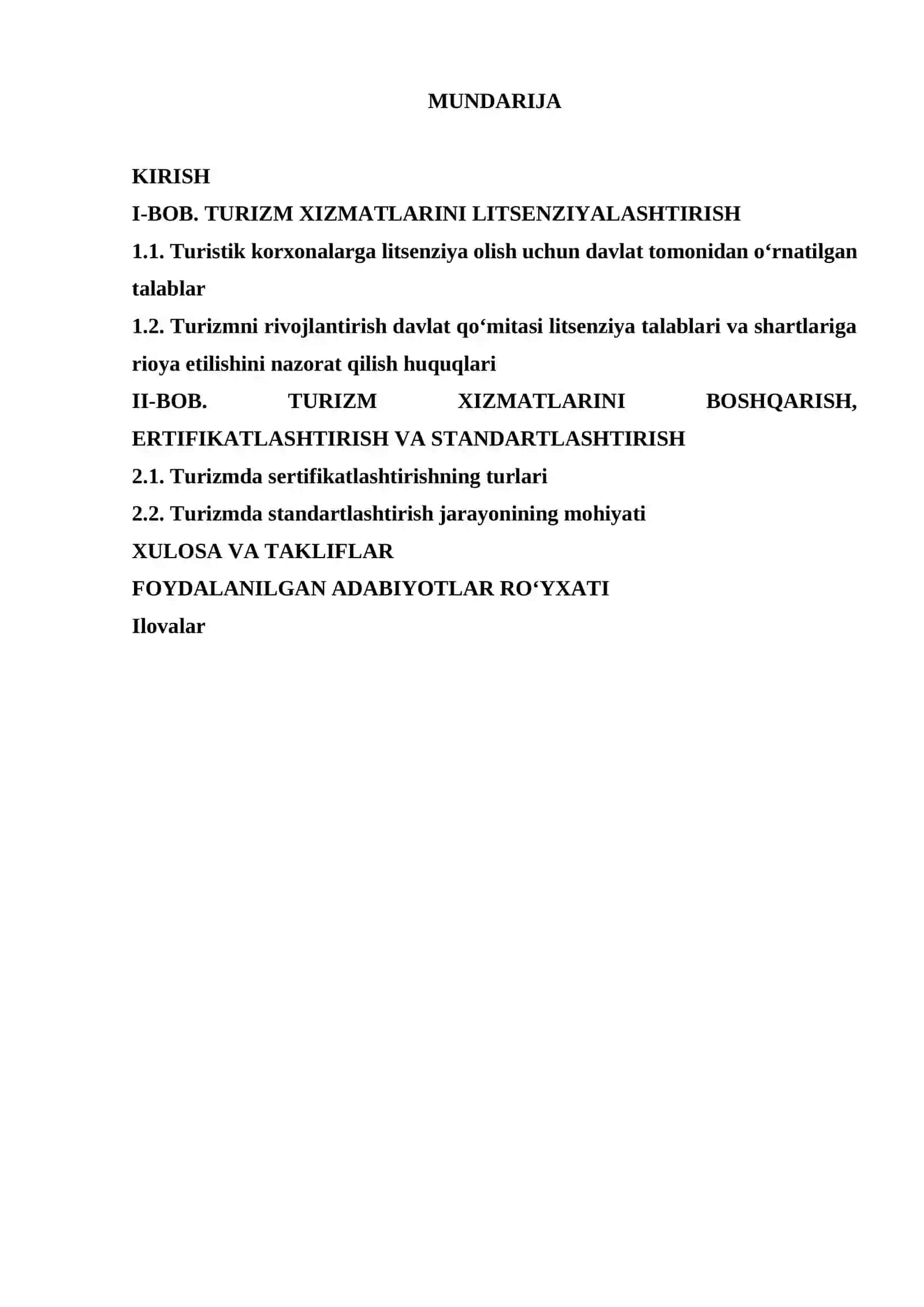 O'zbekistonda turizm xizmatlarini litsenziyalash va tartibga solish 2