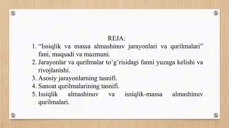 Issiqlik va massa almashinuv jarayonlari 2
