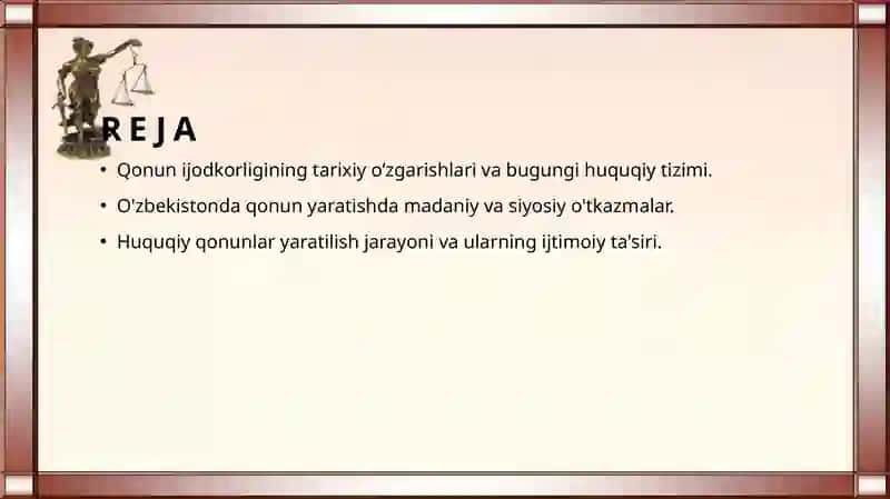 O'zbekistonda qonun ijodkorligining o'ziga xos xususiyatlari. 2