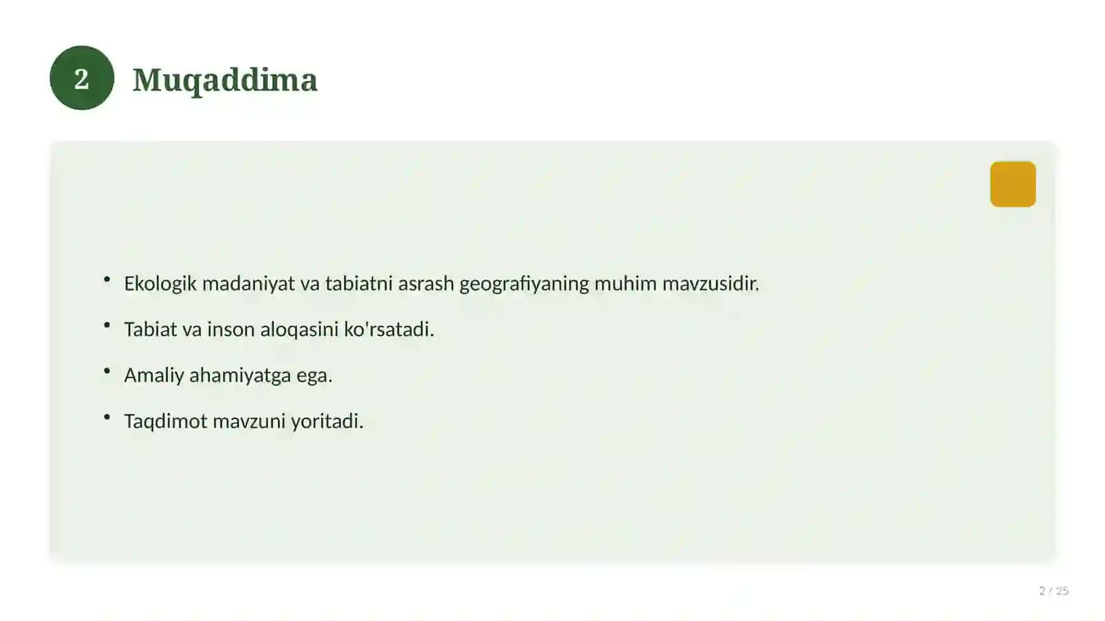 Ekologik madaniyat va tabiatni asrash 2