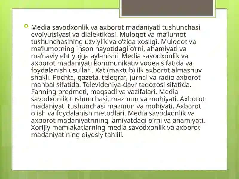 Mediasavodxonlik va axborot madaniyat tushunchasi evolyutsiyasi va dialektikasi 2