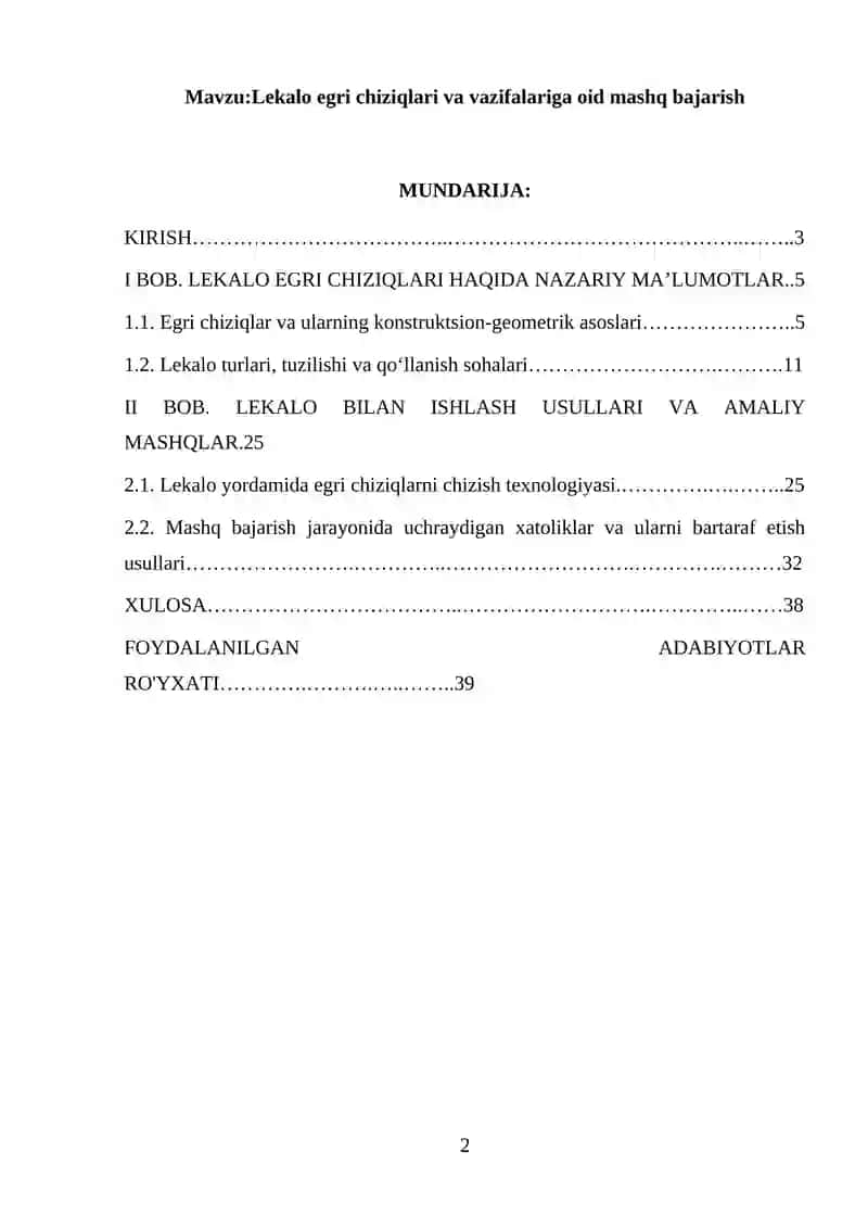 Lekalo egri chiziqlari va vazifalariga oid mashq bajarish 2