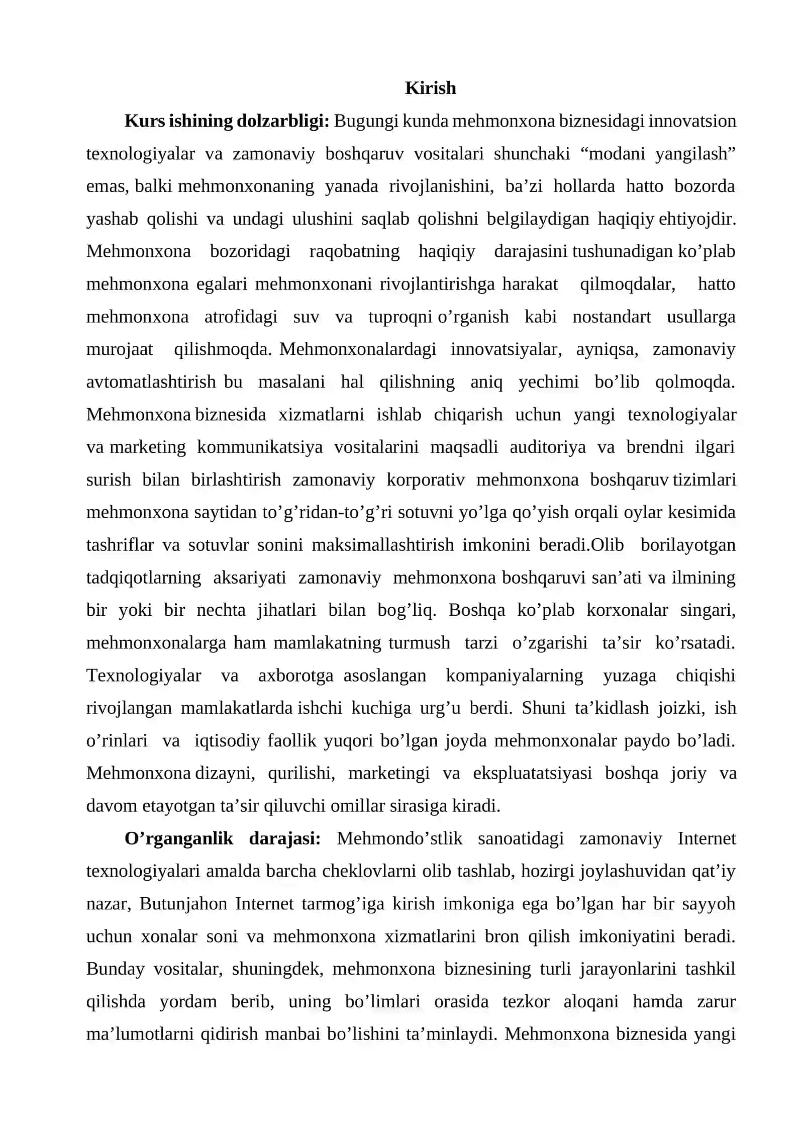 Mehmonxona biznesida texnologik innovatsiyalarning kirib kelishi 2