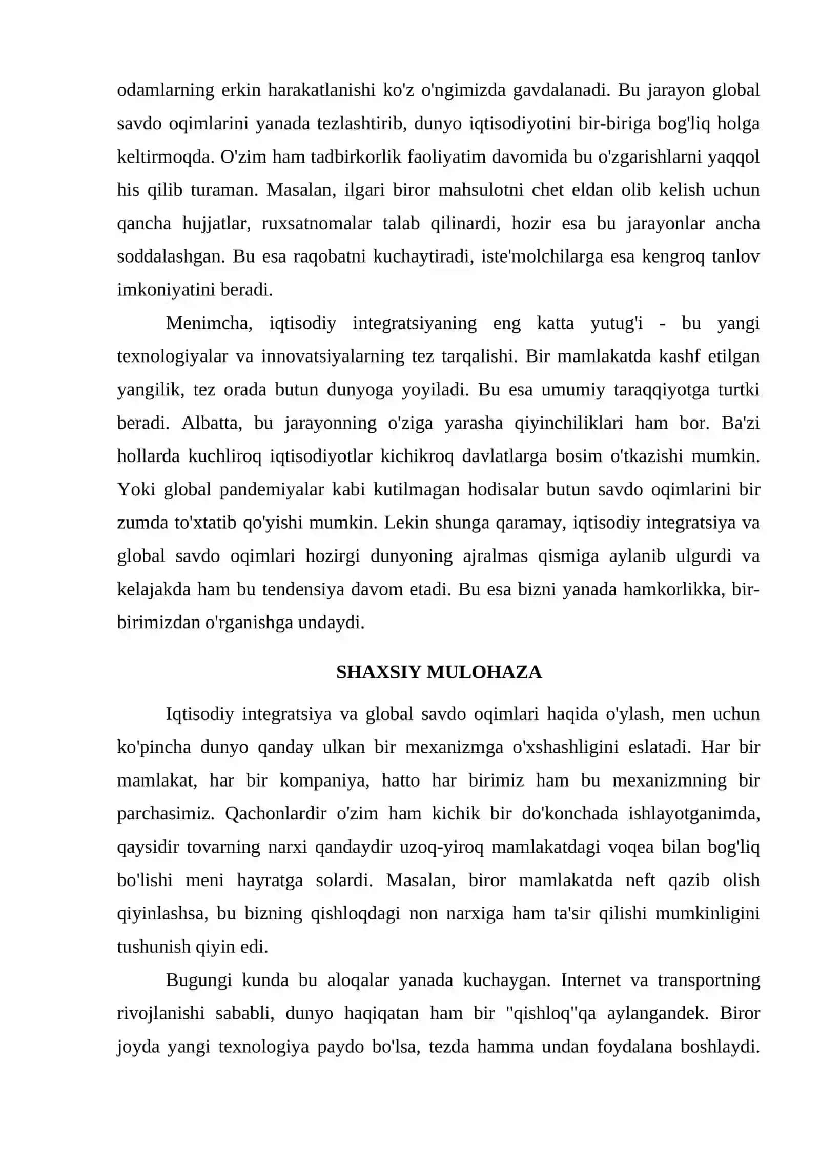 IQTISODIY INTEGRATSIYA VA GLOBAL SAVDO OQIMLARI 2
