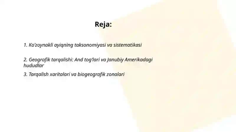 Ko'zoynakli ayiq haqida taqdimot 2