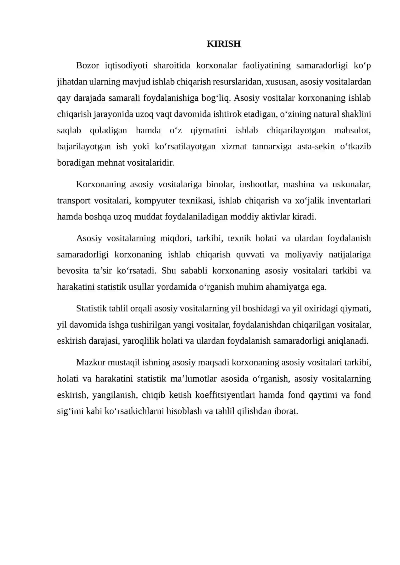 Korxonaning asosiy vositalari tuzilishi 2