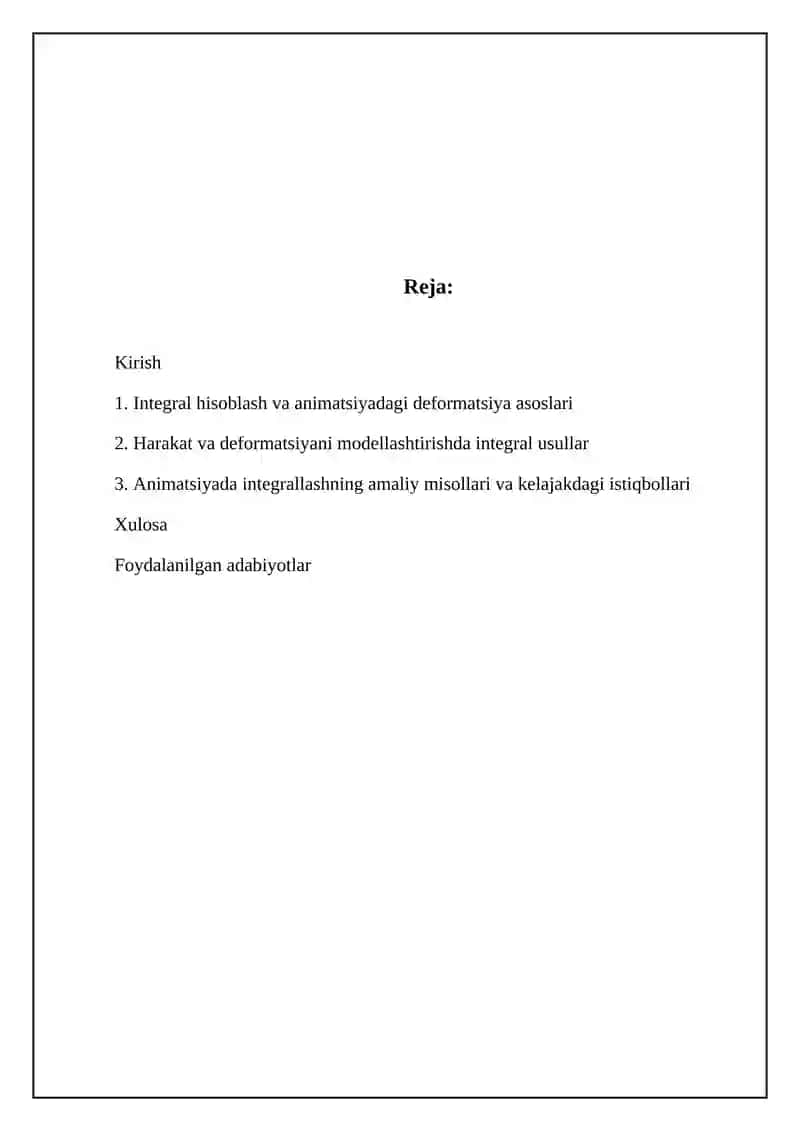 Animatsiya filimlarida harakat va obeyktlar deformatsiyalashda integral hisob tadbiqlari 2