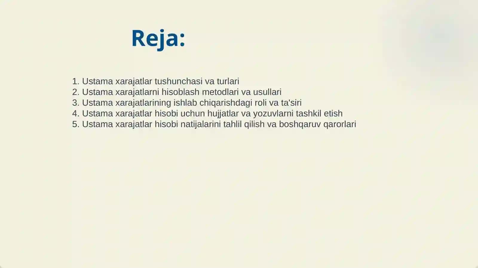 USTAMA XARAJATLAR HISOBI 2