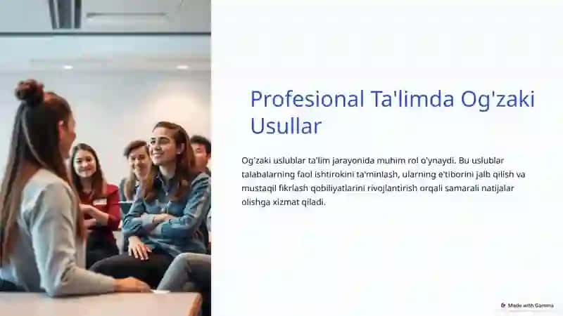Profesional Ta'limda Og'zaki Usullar 2