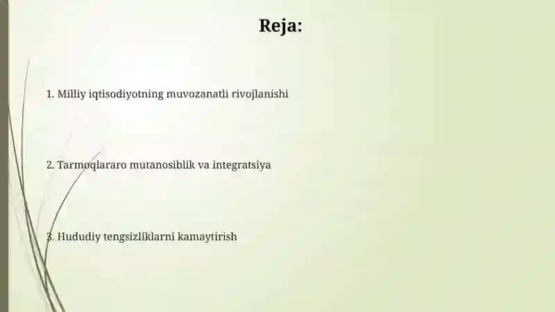 Milliy iqtisodiyotning muvozanatli va mutanosib rivojlanishi 2