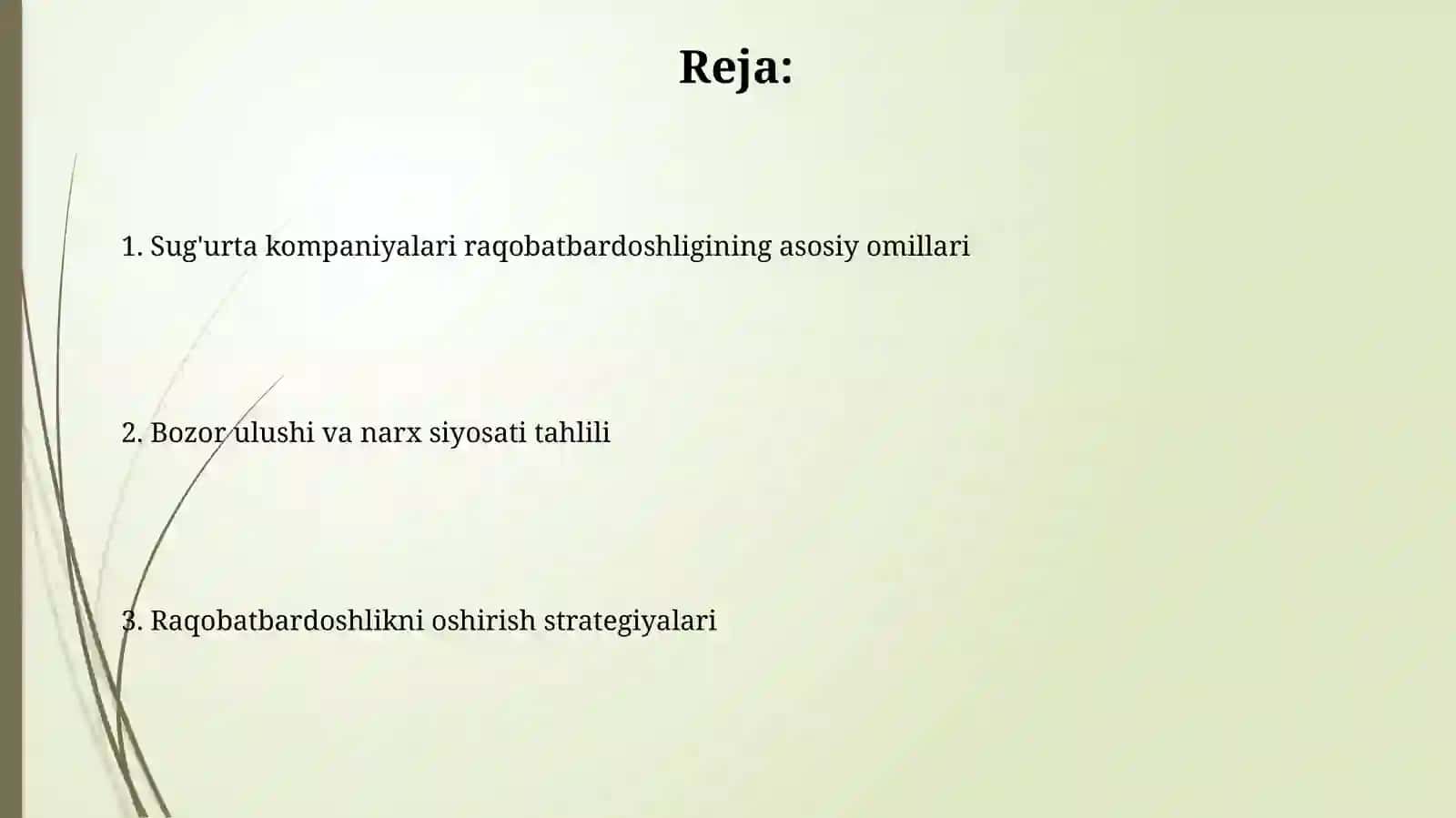 Sug‘urta kompaniyalarining raqobatbardoshligi 2