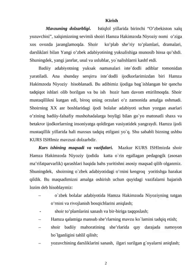 HAMZANING MILLIY ASHULALAR UCHUN MILLIY SHERLAR TO'PLAMI 2