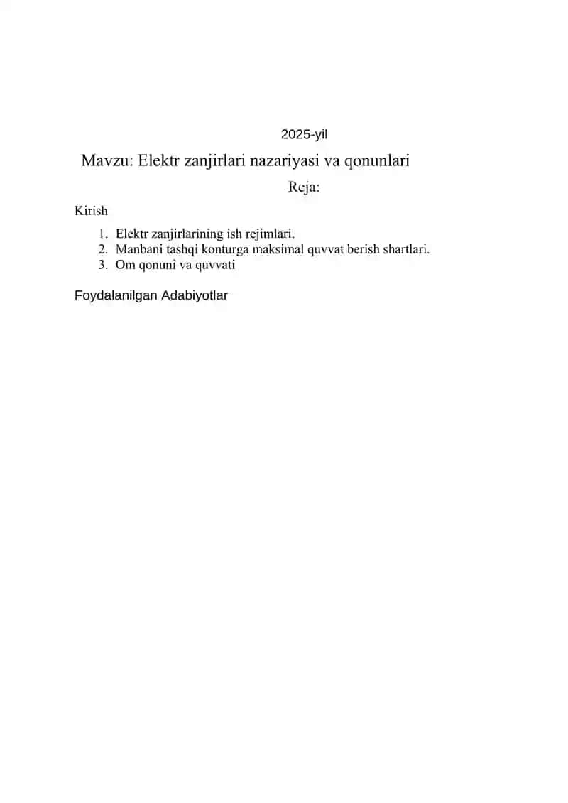 Elektr zanjirlari nazariyasi va qonunlari 2