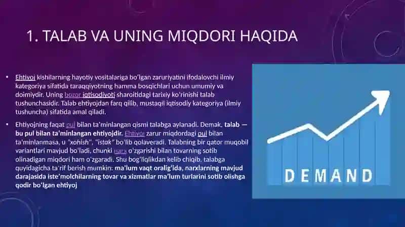 TALAB MIQDORI VA TAKLIF MIQDORIO‘RTASIDGI NISBAT.BOZOR MUVOZANATI 2