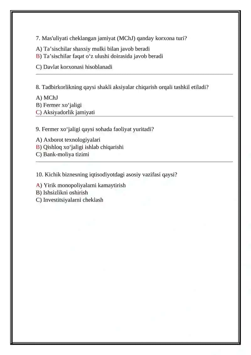 Kichik biznes va tadbirkorlik faoliyatining turlari va shakllari 2